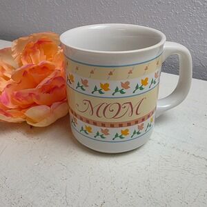 Cintagr 80s Giftco Inc Mom Mug Yellow Floral Tulips Hearts Design Coffee Tea Cup